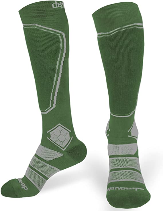 devembr Merino Wool Ski Socks for Men Women, High Performance Snowboarding Socks, Green/Blue/Pink/Black(5-12)