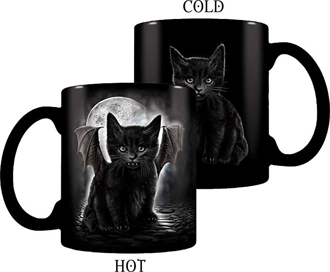 Spiral - Bat Cat - Heat Change Ceramic Coffee Mug - Gift Boxed