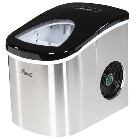Rosewill Stainless Steel Portable Ice Maker 26.5 lb Per Day,  RHIM-15002, Black Top