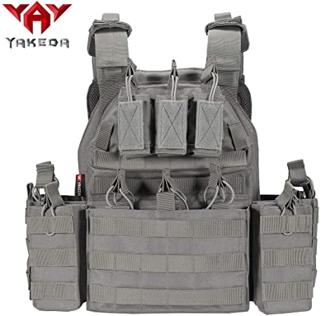 YAKEDA Tactical Vest Outdoor Ultra-Light Breathable Combat Training Vest Adjustable for Adults 600D Encryption Polyester-VT-1063