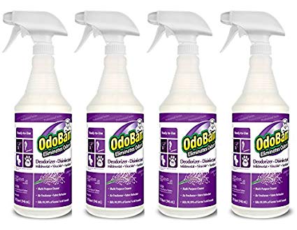 OdoBan Professional Cleaning and Odor Control Solutions, Ready-to-Use Lavender Spray 4-Pack
