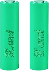 Battery Samsung25R, 3.7V Flat Top Real 2500mAh Battery Rechargeable for Flashlight, Headlamp(2 Pack)