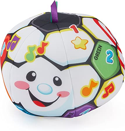 Fisher-Price Laugh & Learn Singin' Soccer Ball, Soft Toy Ball with Music and Learning Phrases for Infants and Toddlers Ages 6-36 Months