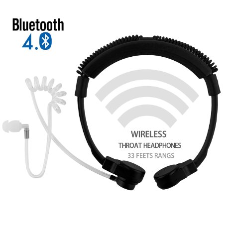 Braudel Cool Wireless Bluetooth 40 Throat Viberate Mic Microphone Anti-noise Tactical Neckband Vocal Hands-free In-ear Military Headset  Headphones  Earphones for Cellphone and Gaming Outdoor Sports Creative Christmas Gift Black