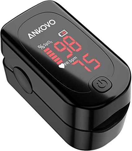 Pulse Oximeter Fingertip, ANKOVO Pulse Oximeter Blood Oxygen Saturation Monitor and Heart Rate Monitor, Easy to use, Portable Pulse Ox with 2 Batteries and Lanyard (Royal Black)