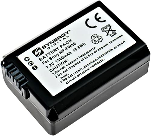 Synergy Digital Camera Battery, Compatible with Sony NP-FW50 Digital Camera Battery - Ultra Hi-Capacity - (1500 mAh 7.2v)