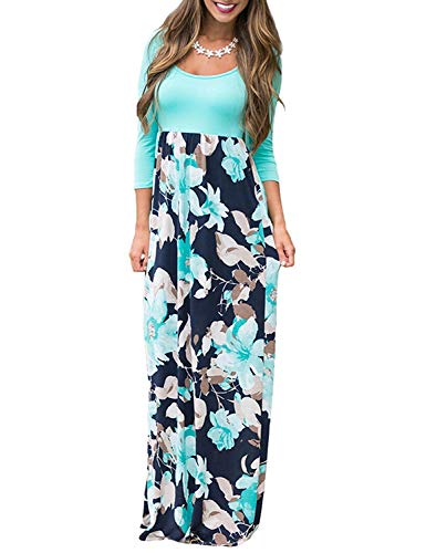 Demetory Women`s Boho Summer Empire Waist Long Flowy Beach Maxi Party Dress