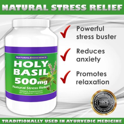 Holy Basil 500mg 60 Vegetarian Capsules Natural Stress Relief 1