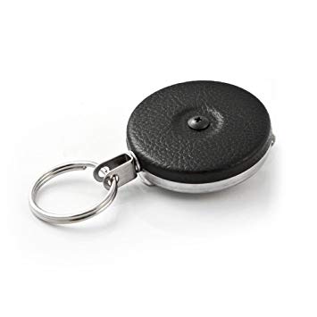 Key-BAK Original Retractable Key Holder with a Black Front, Steel Belt Clip, Split Ring and Made in The USA