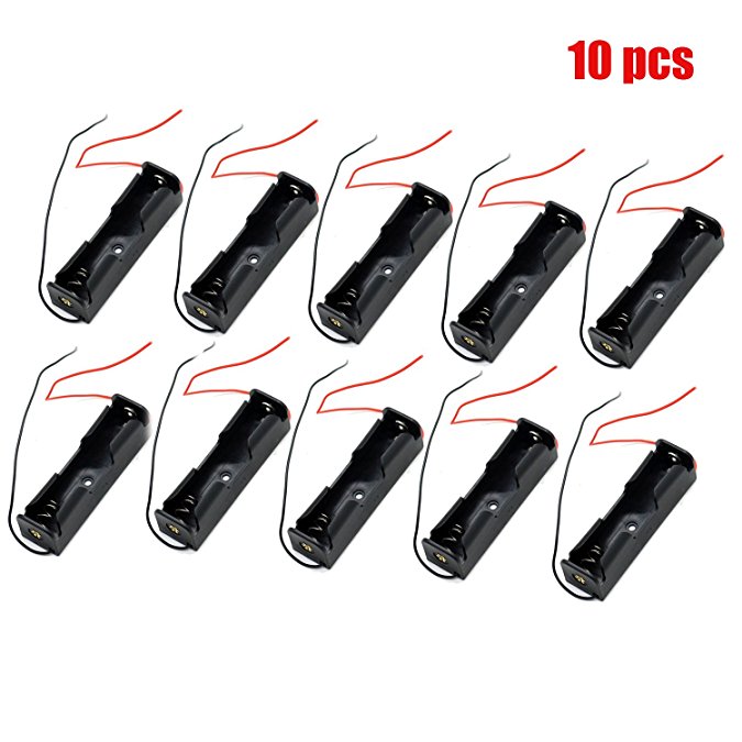 HUELE Pack of 10 Wire Lead Battery Storage Box Case Holder for 18650 Button