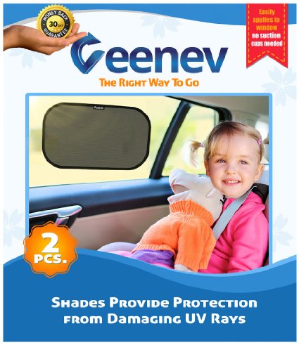 Car Sun Shade for Side Window - Car Sunshade Protector - Protect your kids and pets in the back seat from sun glare and heat Blocks over 97 of harmful UV Rays - Easy to Install - NO suction cups needed LIFETIME WARRANTY
