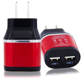 Wall Charger, Allytech(TM) 2.1A Universal Dual USB Home Travel Wall Charger ,Power Adapter for iPhone 6 Plus, 6s Plus, iPad, Samsung S6 edge, Note 4 and More - Red