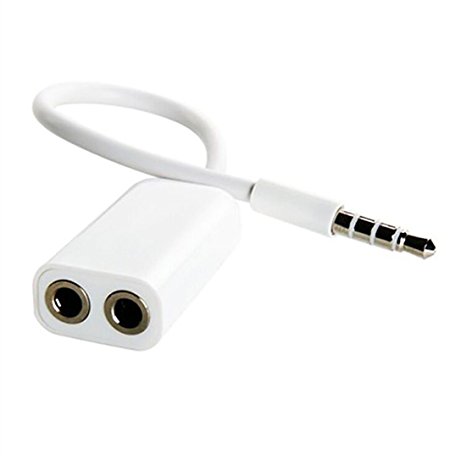 Labvon White 3.5mm Audio Jack Stereo Headphone Splitter Cable Adapter for iPhone iPad iPod