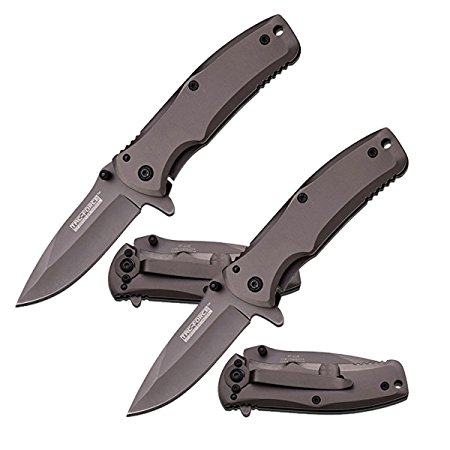 TAC-FORCE Grey TITANIUM Spring Assisted Open TACTICAL Folding Pocket Knife NEW!!