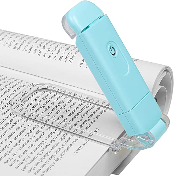 DEWENWILS Amber Book Light, USB rechargeble Book Light for Reading in Bed, Clip on Book Light, Brightness Adjustable, Sleep Aid Light, Portable Bookmark Light, Warm White, Blue