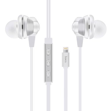 HOCO L1 Iphone 7 Lightning Jack Earphone,Earbuds,Headset,Headphone - Wired,Volume Control Compatible for All Lightning Connection Interface. (White)