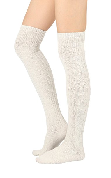 STYLEGAGA Winter Wool Cable Knit Over The Knee High Boot Socks