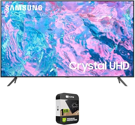 SAMSUNG UN85CU7000 85 inch Crystal UHD 4K Smart TV (2023 Model) Bundle with 1 YR CPS Enhanced Protection Pack