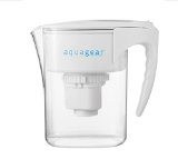 Aquagear Water Filter Pitcher - Removes Fluoride and Lead - 150 Gallon Capacity Filter - Clear