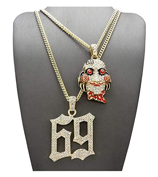 Pyramid Jeweler Mens Hip Hop Iced Out Rappers Inspired 69 Pendant Cuban Chain Necklace