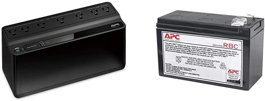 APC UPS, 600VA UPS Battery Backup & Surge Protector, BE600M1 Backup Battery Power Supply, USB Charger & UPS Battery Replacement, APCRBC110, for APC UPS Models BE550G, BE550MC, and Select Others