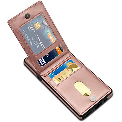 LakiBeibi Galaxy Note 9 Case, Premium Leather Anti-Scratch Galaxy Note 9 Wallet Case with Credit Card Slots Folio Flip Shockproof Protective Case for Samsung Galaxy Note 9 (2018) - Rose Gold