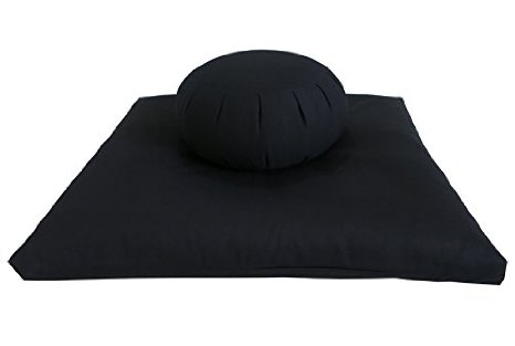 Buckwheat Zafu and Zabuton Meditation Cushion Set (2pc), Black