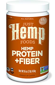 Just Hemp Foods Hemp Protein Powder Plus Fiber, 16oz; Non-GMO Verified with 13g of Fiber per Serving