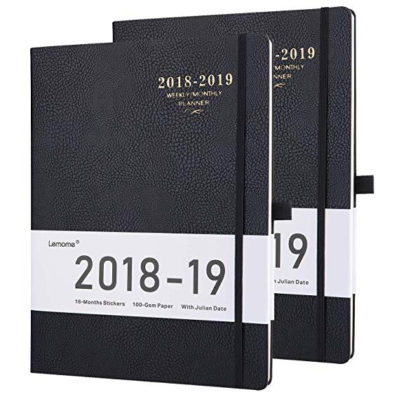 Planner 2018-2019 with Pen Loop – Academic Weekly, Monthly and Year Planner, to Achieve Your Goals & Improve Productivity, Thick Paper, Inner Pocket, 8.5" x 11", 2 Pack