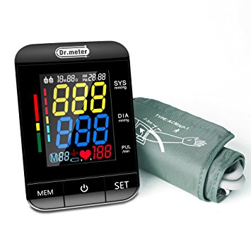 Dr.meter Automatic Blood Pressure Monitor with Voice Reading Readout and 2-User, 180-Reading Memory