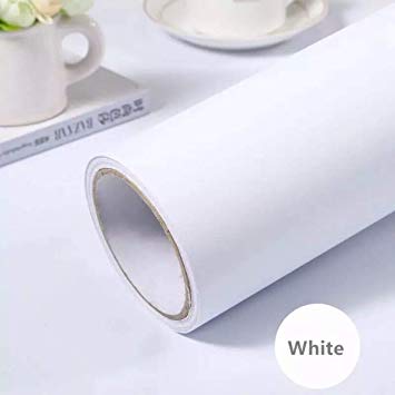White Self-Adhesive Wallpaper Film Stick Paper Easy to Apply Peel and Stick Wallpaper Stick Wallpaper Shelf Liner Table and Door Reform(15.7" x118")