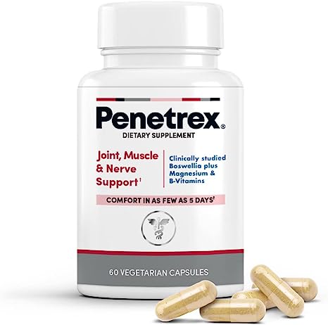 Penetrex Joint, Muscle & Nerve Support Supplement – Comfort in 5 Days with Advanced Boswellia Serrata Extract, Vitamin C, B, D & Magnesium Glycinate - 60 Fast-Acting Neuropathy Supplement Capsules