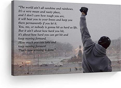 Smile Art Design Rocky Balboa Motivational Quote Speech Canvas Print Wall Art Motivational Quote Hope Artwork Sylvester Stallone Living Room Home Decor Wall Art Ready to Hang Made in The USA 19x28