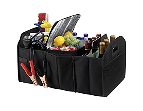 Fully Collapsible and Portable Trunk Organizer Great for Storing Tools, Maps, Cleaning Supplies, Bottles, Emergency Geear, Groceries and Much More for Cars SUV Truck