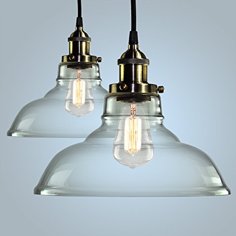 Pendant Lights Hanging Glass Ceiling Mounted Chandelier Fixture, SHINE HAI Modern Industrial Edison Vintage Style, Pack of 2