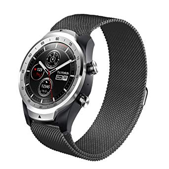 Aimtel Compatible Ticwatch Pro Band/Galaxy Watch (46mm),22mm Metal Milanese Replacement Band Compatible Ticwatch Pro/Samsung Gear S3 Frontier / S3 Classic/Galaxy Watch 46mm (Black) …