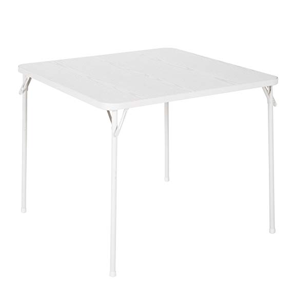 Cosco Products COSCO 34" Square Textured Wood Grain Resin Top Folding Table, Woodgrain White