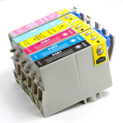 6 Pack Remanufactured Inkjet Cartridges for Epson T048 48 T048120 T048220 T048320 T048420 T048520 T048620 Compatible With Epson Stylus Photo R200 Stylus Photo R220 Stylus Photo R300 Stylus Photo R300M Stylus Photo R320 Stylus Photo R340 Stylus Photo R500 Stylus Photo R600 Stylus Photo RX500 Stylus Photo RX600 Stylus Photo RX620 1 Black 1 Cyan 1 Magenta 1 Yellow 1 Light Cyan 1 Light Magenta 6PK by Aria Supplies
