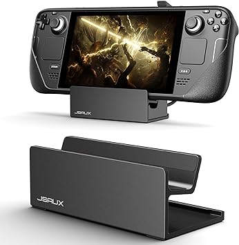 JSAUX Stand for Official Steam Deck Dock and Steam Deck/Steam Deck OLED/ROG Ally with Case, Frosted Aluminum Alloy Playstand for Steam Deck, Anti-Slip Holder for Valve Steam Deck/ASUS ROG Ally