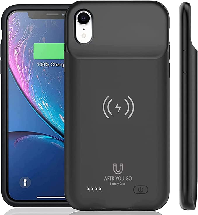 AFTRYOUGO Battery Case for iPhone XR(6.1 Inches), Qi Wireless Charging Compatible, 7000mAh Slim Extended Rechargeable External Black Pro Model:XDL-640MW