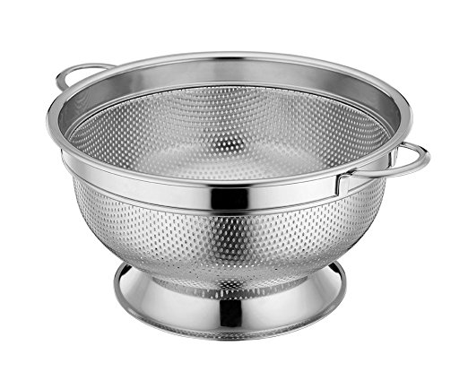 LIANYU Micro-perforated Stainless Steel 5-quart Colander, Heavy Duty Handles, Solid Ring Base, Drain Quickly, Dishwasher Safe