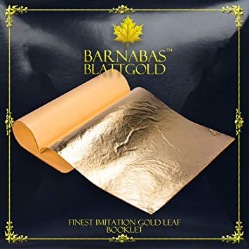 Imitation Gold Leaf Sheets - by Barnabas Blattgold - 25 Sheets - 5.5 inches Booklet - Loose Leaf