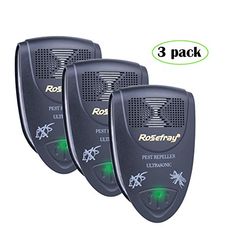 Ultrasonic Pest Repeller Pest Control, Rosefray Spider repellent,Roaches,Other Insects,Repels Mice killer (Pack of 3)