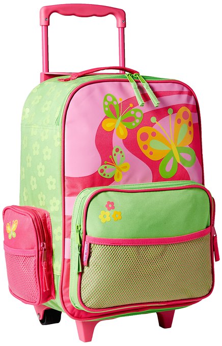 Stephen Joseph Little Girls'  Rolling Butterfly Luggage,Hot Pink/Lime Green,One Size