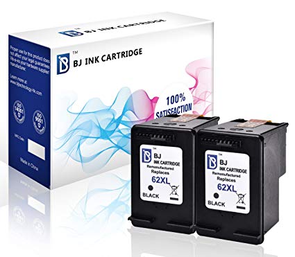 BJ Remanufactured Ink Cartridges Replacement for HP 62XL 62 XL C2P05AN High Yield for HP Envy 5540 5542 5545 5640 5660 5665 7640 7645 8000 8005 HP OfficeJet 5740 5742 5743 5745 8040 (2 Black)