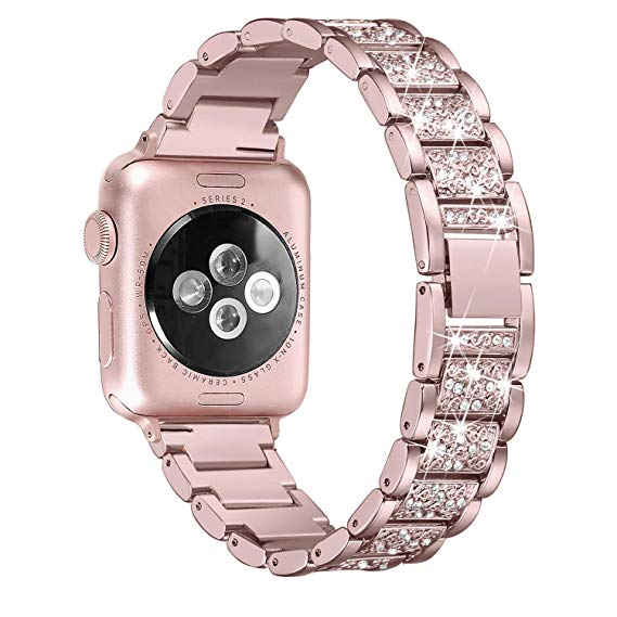 Myada Compatible for Apple Watch Strap 38mm iWatch Straps 40mm Women Girls Diamond Rhinestone Glitter Wrist Strap Metal Bracelet Wristband Replacement Strap for iWatch Series 4/3/2/1 Strap 38mm/40mm