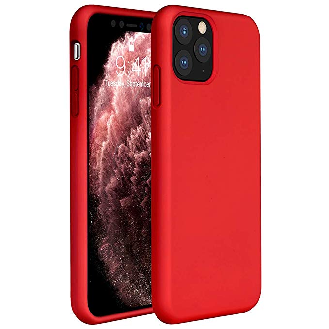 Miracase Liquid Silicone Case Compatible with iPhone 11 Pro Max 6.5 inch(2019), Gel Rubber Full Body Protection Shockproof Cover Case Drop Protection Case（Red）