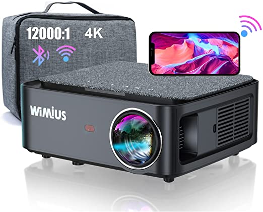 Projector, WiMiUS New K1 5G WiFi Bluetooth Projector Native 1920x1080 LED Projector 4K Support 5.1 Bluetooth 4P/4D Keystone, Zoom 500" Screen PPT for Home Theater and Office Use (10000)