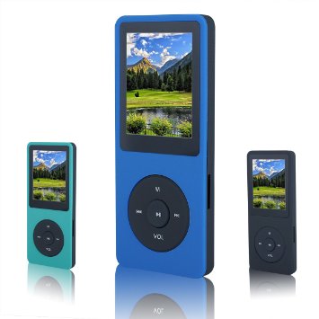 FecPecu Lossless Sound 8GB MP3 Player Hi-Fi 35 Hours Playback Music Player with Speaker Expandable Up to 32GB (Blue)