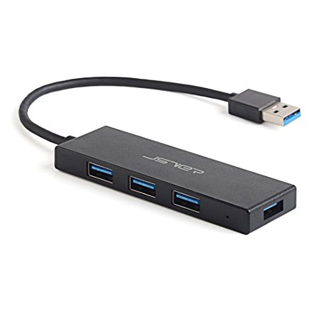 JSVER Unibody Ultra Mini 4-Port USB 3.0 Hub with Built-in 8 Inch Cable for Laptops, Ultrabooks, Tablets and PC